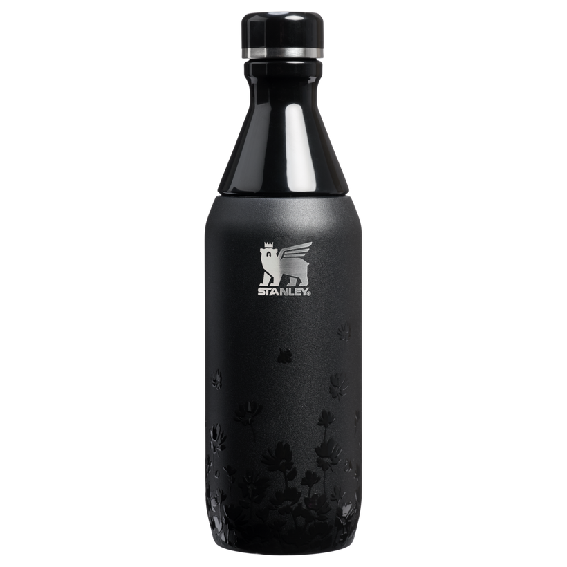 Stanley Jennie Collab 12 Ounce All Day Slim Bottle In Midnight Ruby With Embossed Flowers - Road Trip Ready