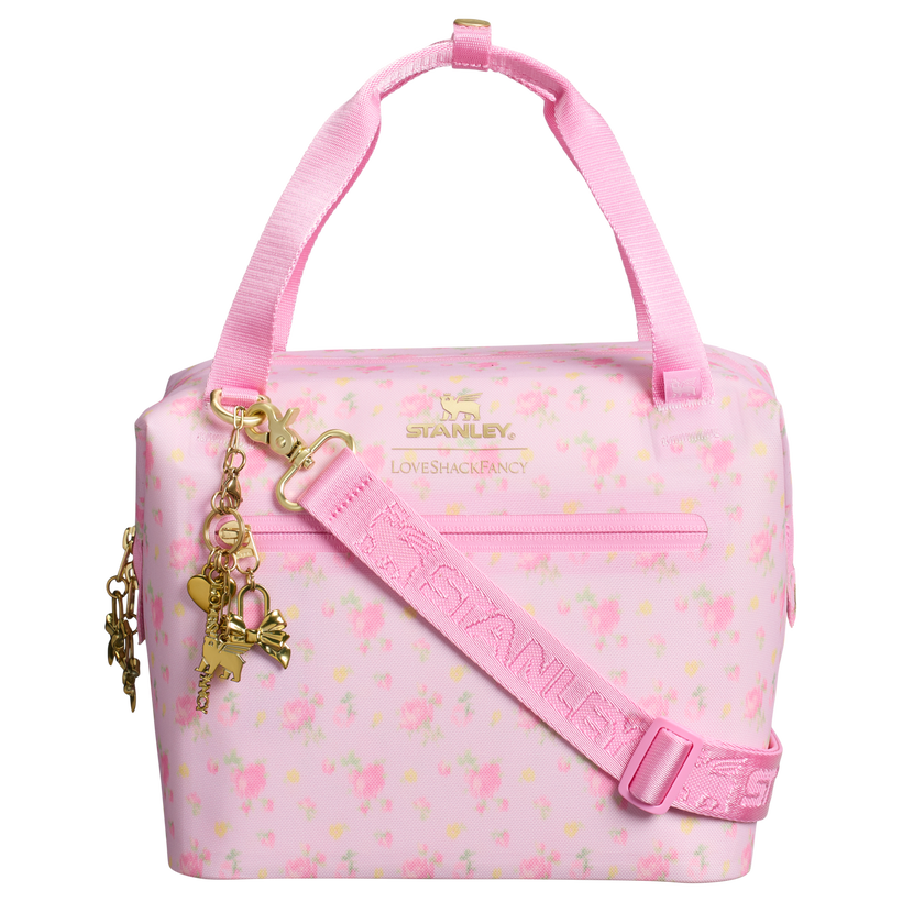 Stanley LoveShackFancy 7.4 QT All Day Julienne Mini Cooler in Ibiza Sunset Pink - Easy Carry