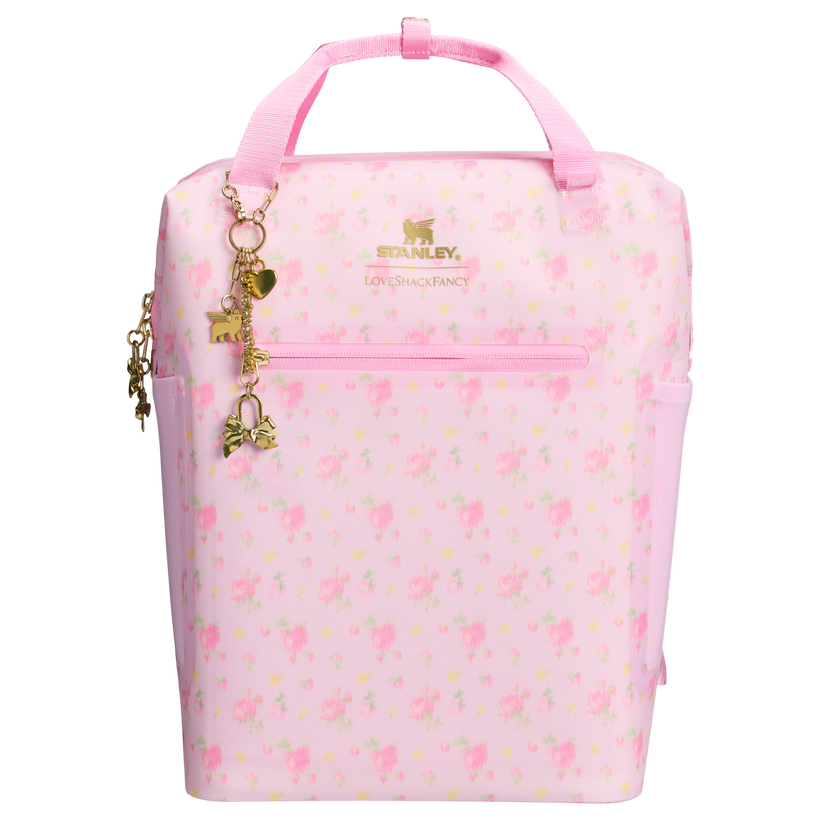 Stanley LoveShackFancy 14 QT All Day Madeleine Mini Cooler Backpack in Ibiza Sunset Pink - Fresh Storage